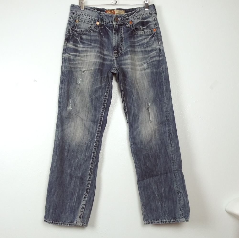 Big Star Pioneer Whiskering Fade Pant Jeans 34 Short Boot Cut Distressed